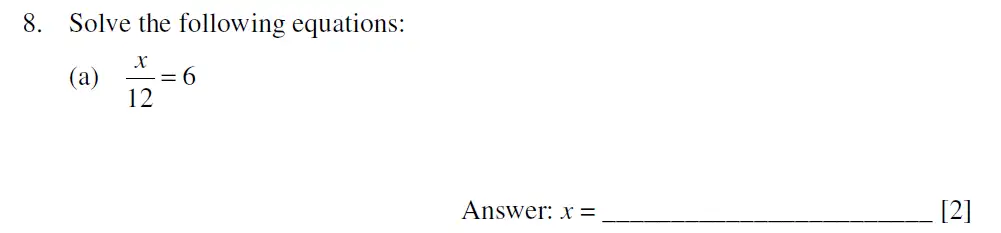 Question 8(a) - Dulwich College – 13 Plus Maths Sample Paper 2 2023