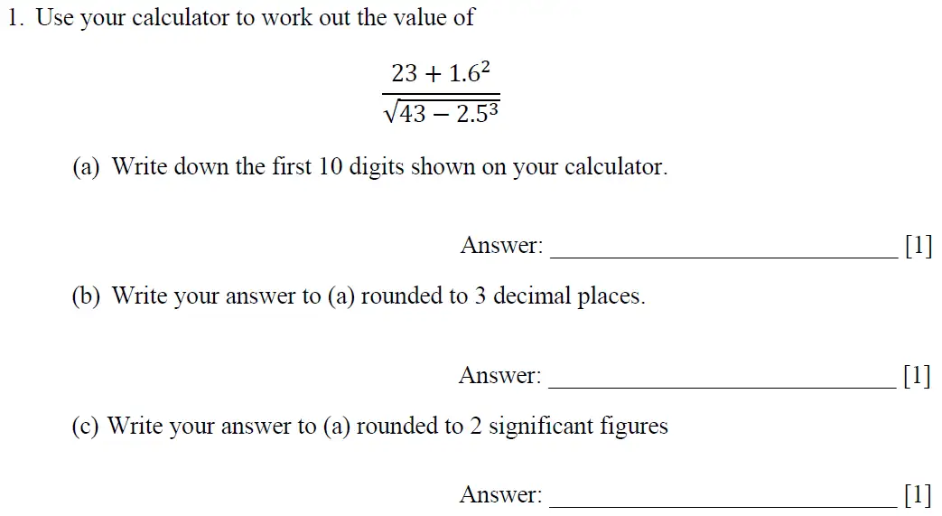 Question 1(a,b,c) - Dulwich College – 13 Plus Maths Specimen Paper 2023