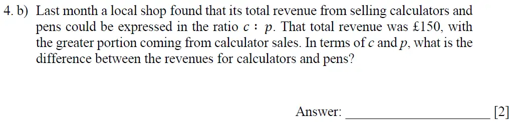 Question 4(b) - Dulwich College – 13 Plus Maths Specimen Paper 2023