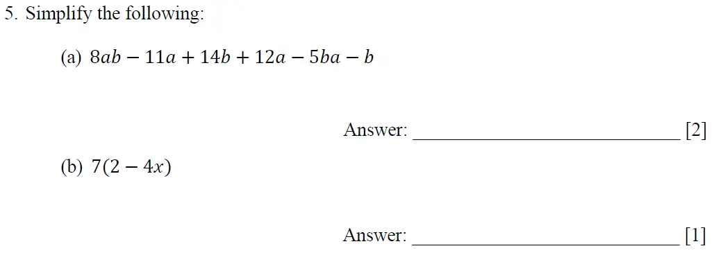 Question 5(a,b) - Dulwich College – 13 Plus Maths Specimen Paper 2023