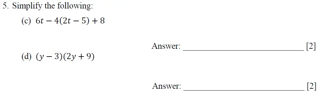 Question 5(c,d) - Dulwich College – 13 Plus Maths Specimen Paper 2023