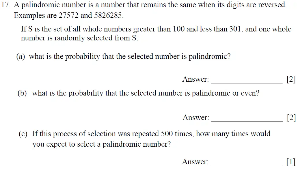 Question 17(17(a),17(b),17(c)) - Dulwich College – 13 Plus Maths Specimen Paper 2023