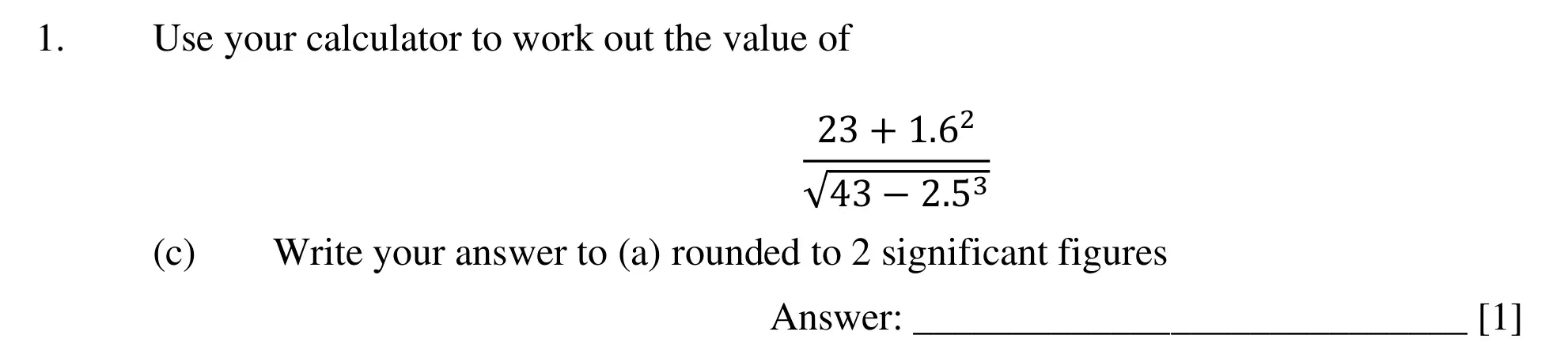 Question 1(c) - Dulwich College – 13 Plus Maths Specimen Paper 2023