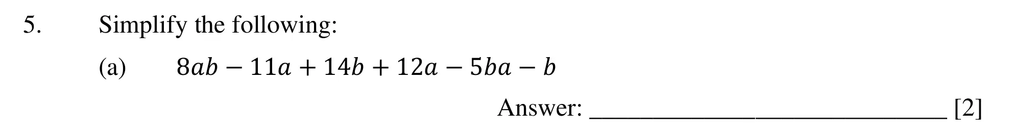 Question 5(a) - Dulwich College – 13 Plus Maths Specimen Paper 2023