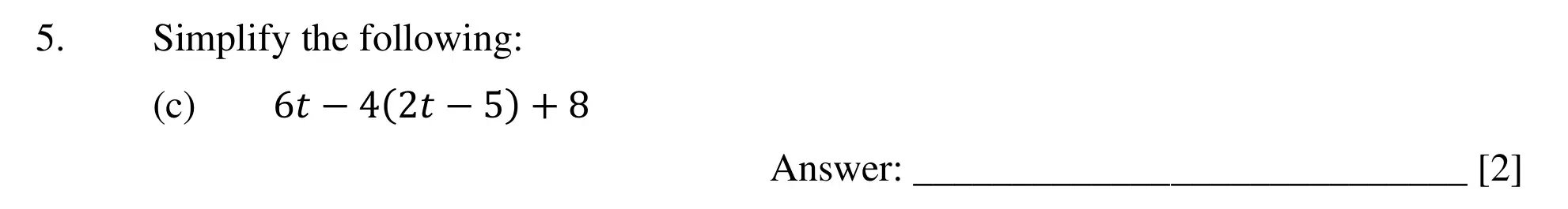 Question 5(c) - Dulwich College – 13 Plus Maths Specimen Paper 2023