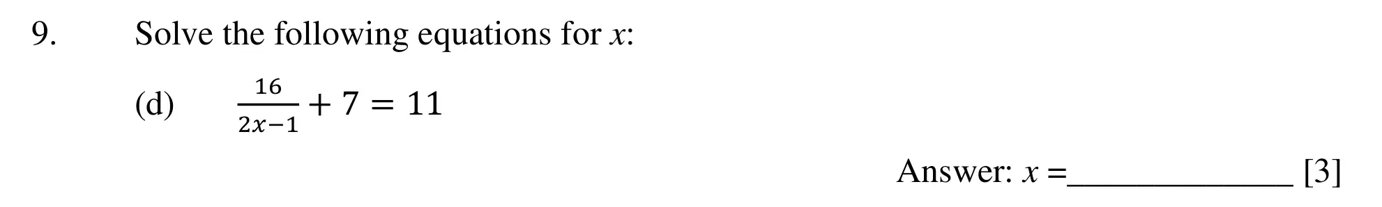 Question 9(d) - Dulwich College – 13 Plus Maths Specimen Paper 2023