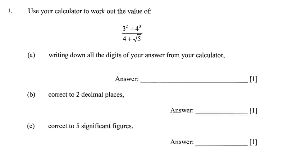 Question 1(a,b,c)(a,b,c) - Dulwich College – Year 9 Maths Specimen Paper A 2023
