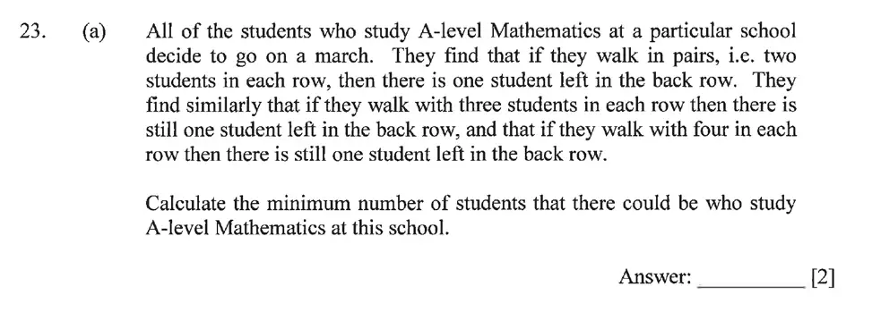 Question 23(a) - Dulwich College – Year 9 Maths Specimen Paper A 2023