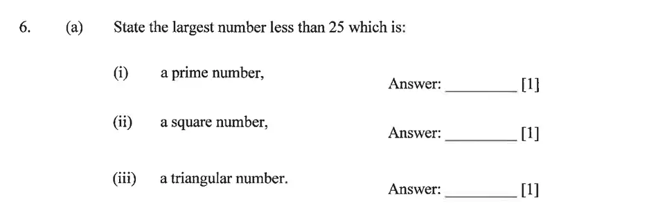 Question 6(a)(6(a)(i),6(a)(ii),6(a)(iii)) - Dulwich College – Year 9 Maths Specimen Paper B 2023