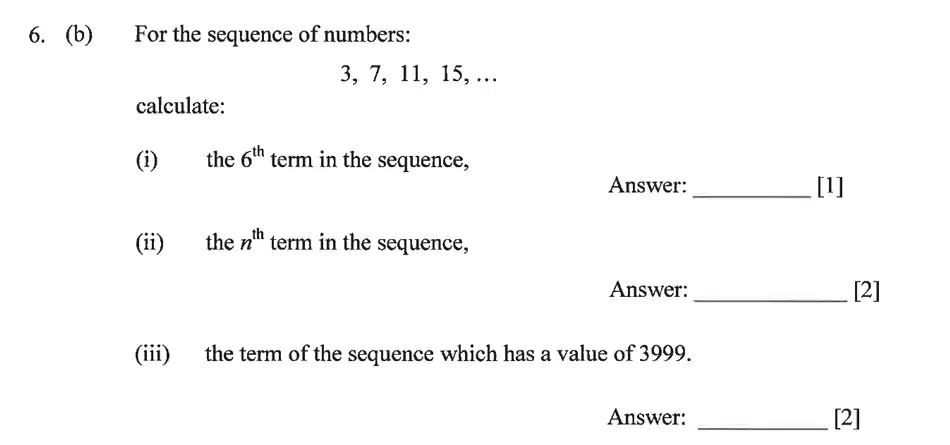 Question 6(b)(6(b)(i),6(b)(ii),6(b)(iii)) - Dulwich College – Year 9 Maths Specimen Paper B 2023