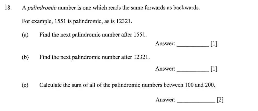 Question 18(18(a),18(b),18(c)) - Dulwich College – Year 9 Maths Specimen Paper B 2023