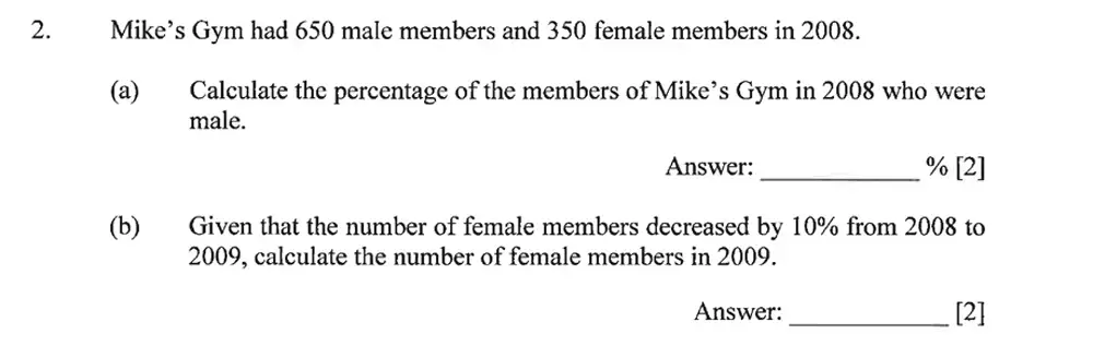 Question 2(a,b) - Dulwich College – Year 9 Maths Specimen Paper C 2023