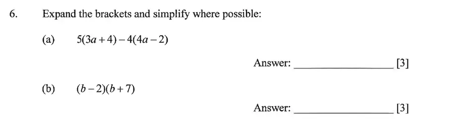 Question 6(a,b) - Dulwich College – Year 9 Maths Specimen Paper C 2023
