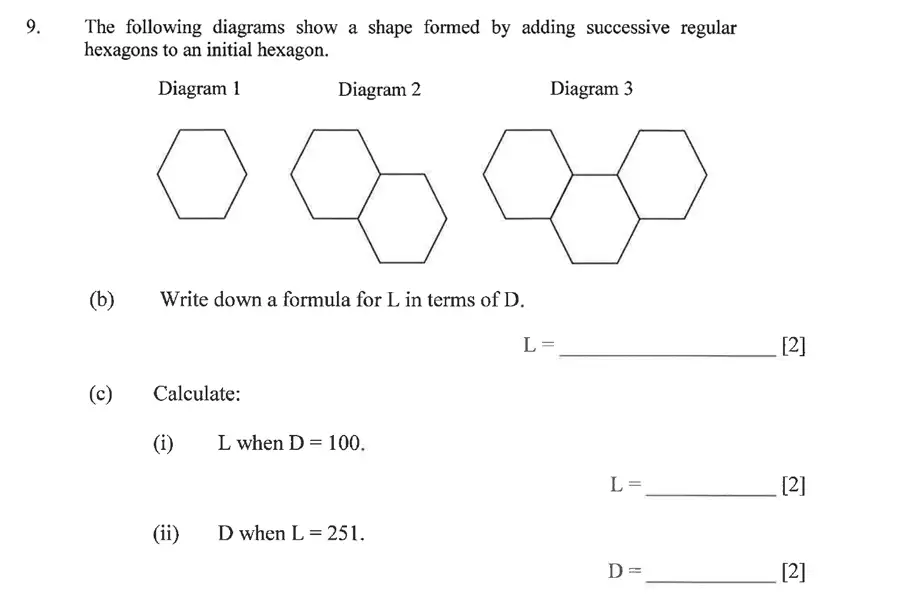 Question 9(b,c) - Dulwich College – Year 9 Maths Specimen Paper C 2023