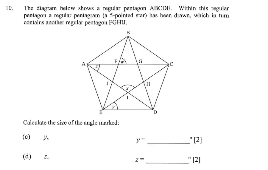 Question 10(10(c),10(d)) - Dulwich College – Year 9 Maths Specimen Paper C 2023
