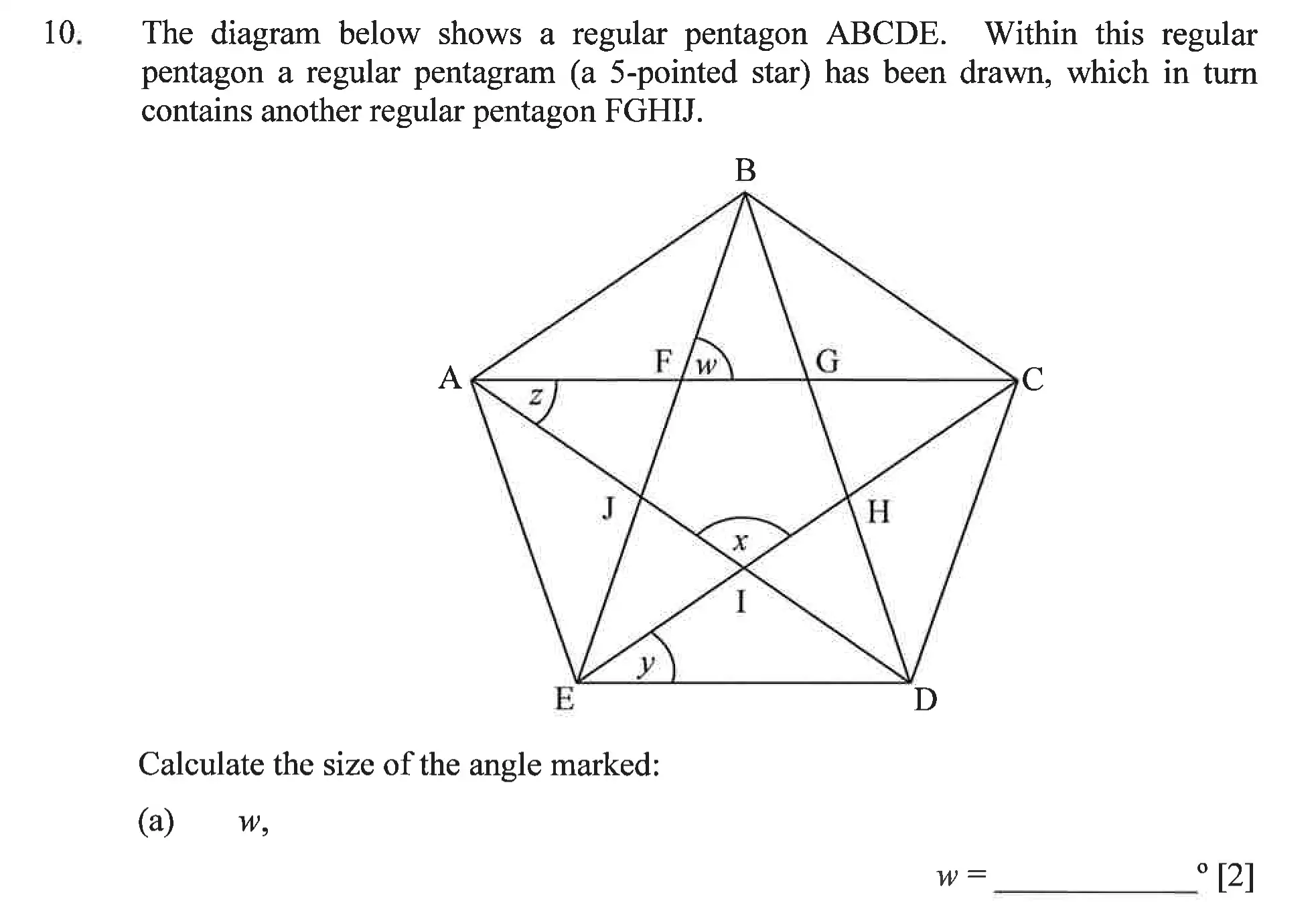 Question 10(a) - Dulwich College – Year 9 Maths Specimen Paper C 2023