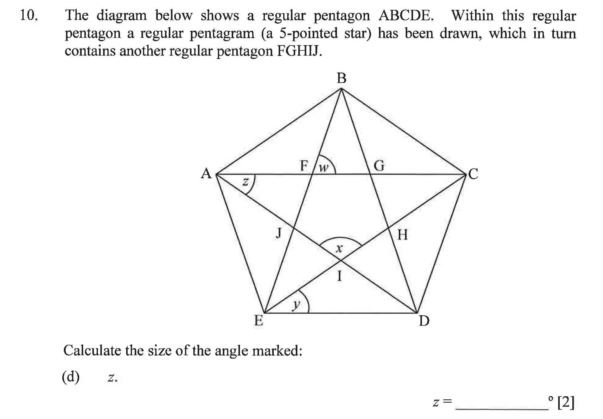 Question 10(d) - Dulwich College – Year 9 Maths Specimen Paper C 2023