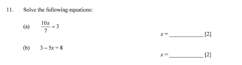 Question 11(11(a),11(b)) - Dulwich College – Year 9 Maths Specimen Paper C 2023
