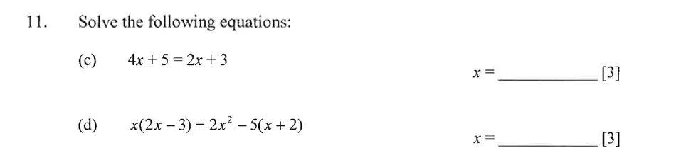 Question 11(11(c),11(d)) - Dulwich College – Year 9 Maths Specimen Paper C 2023