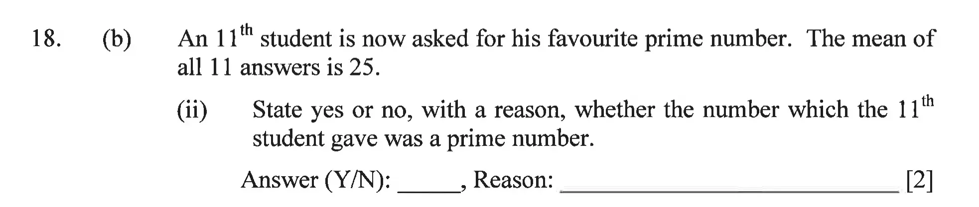 Question 18(b (ii)) - Dulwich College – Year 9 Maths Specimen Paper C 2023