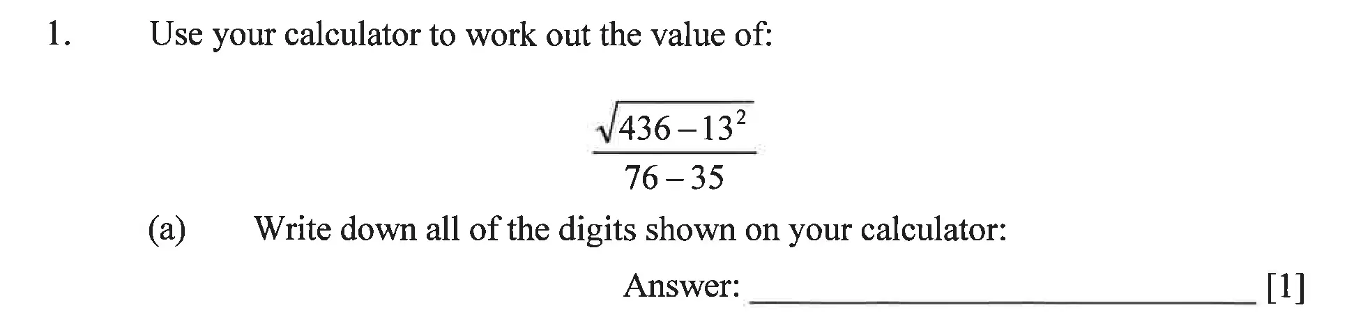 Question 1(a) - Dulwich College – Year 9 Maths Specimen Paper C 2023