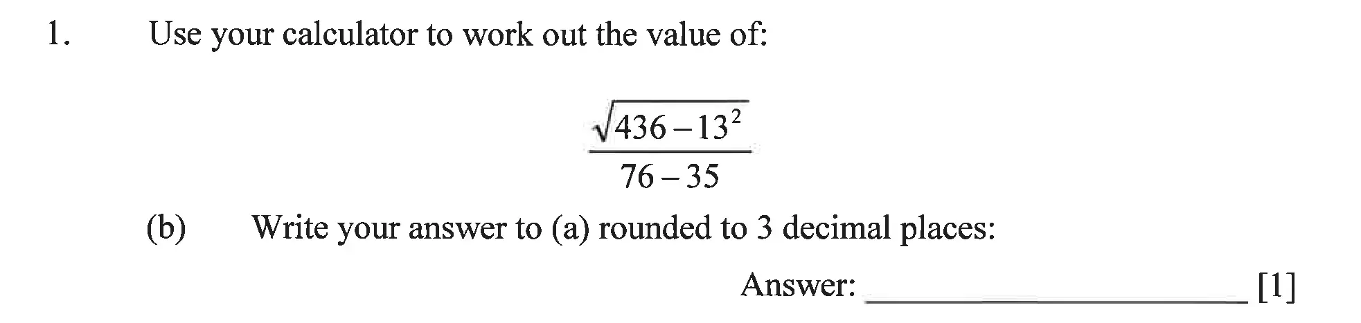 Question 1(b) - Dulwich College – Year 9 Maths Specimen Paper C 2023