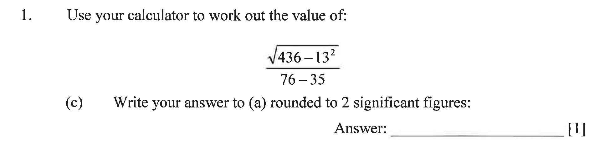 Question 1(c) - Dulwich College – Year 9 Maths Specimen Paper C 2023