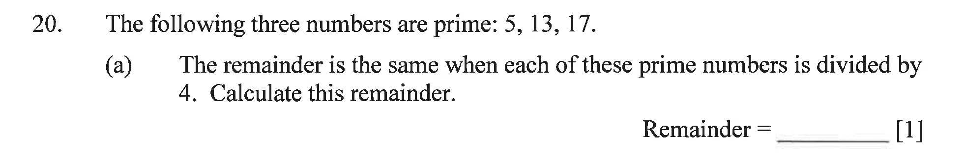 Question 20(a) - Dulwich College – Year 9 Maths Specimen Paper C 2023