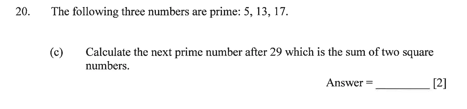 Question 20(c) - Dulwich College – Year 9 Maths Specimen Paper C 2023