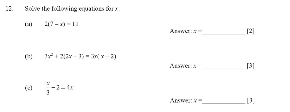 Question 12(12(a),12(b),12(c)) - Dulwich College – Year 9 Maths Specimen Paper D 2023