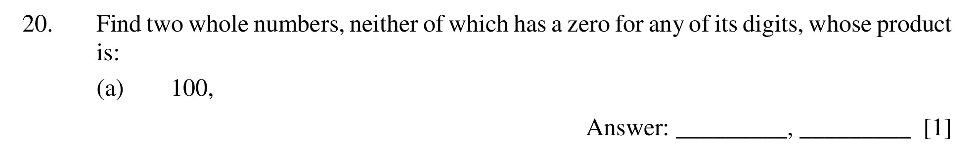 Question 20(a) - Dulwich College – Year 9 Maths Specimen Paper D 2023