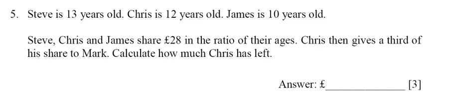 Question 5 - Dulwich College – Year 9 Maths Specimen Paper E 2023