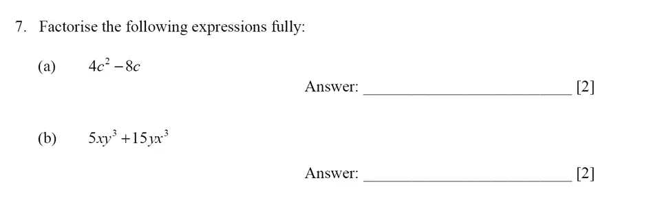 Question 7(a,b) - Dulwich College – Year 9 Maths Specimen Paper E 2023