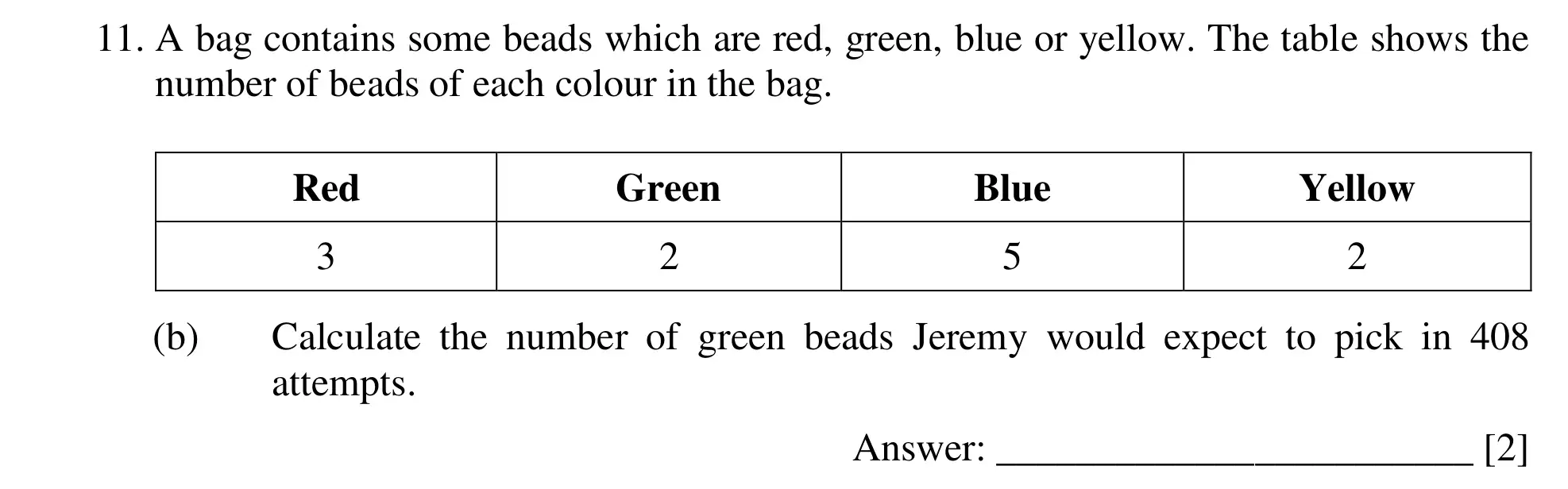 Question 11(b) - Dulwich College – Year 9 Maths Specimen Paper E 2023