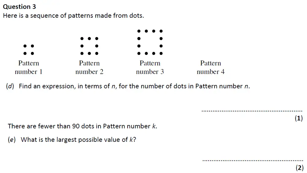 Question 3(d,e) - Eltham College - 13 Plus Maths Entrance Test 2019