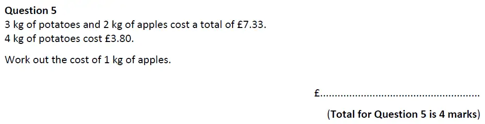 Question 5 - Eltham College - 13 Plus Maths Entrance Test 2019