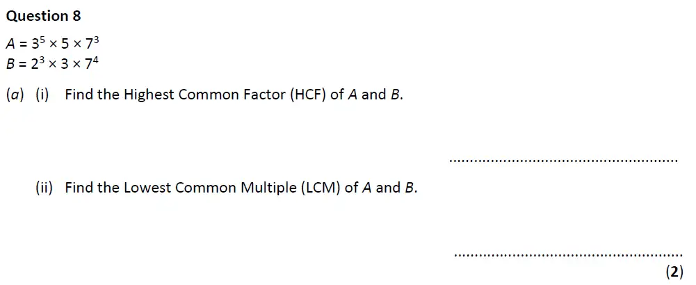 Question 8(8(a)(i),8(a)(ii)) - Eltham College - 13 Plus Maths Entrance Test 2019