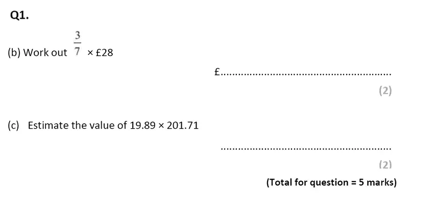 Question 1(1b,1c) - Eltham College – 13 Plus Maths Sample Paper 2017