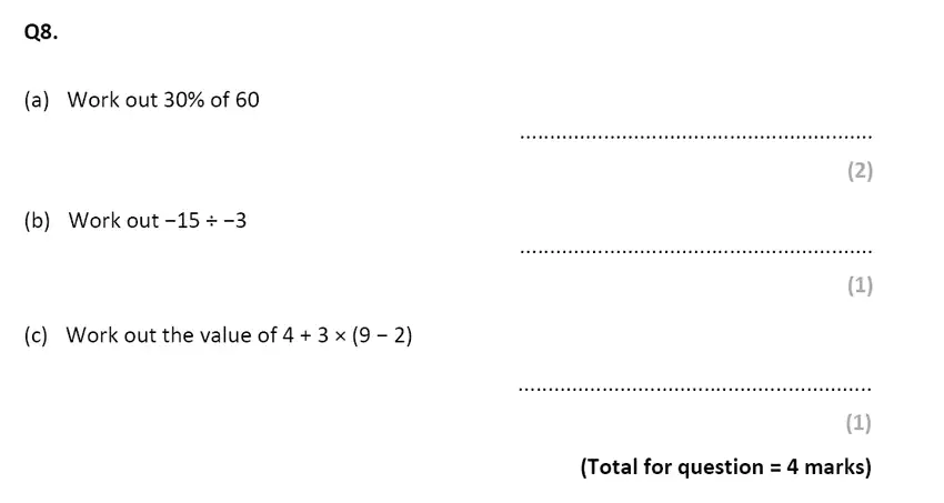 Question 8(8a,8b,8c) - Eltham College – 13 Plus Maths Sample Paper 2017