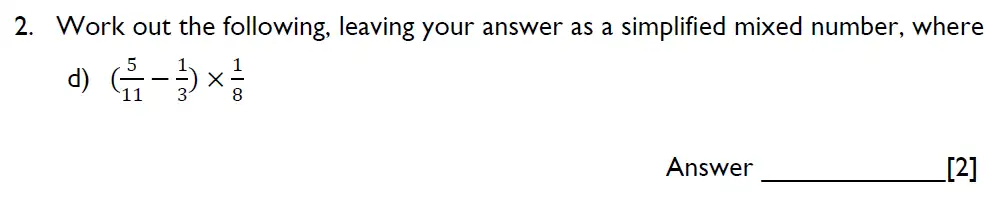 Question 2(d) - Emanuel School - 13 Plus Maths Entrance Exam 2023