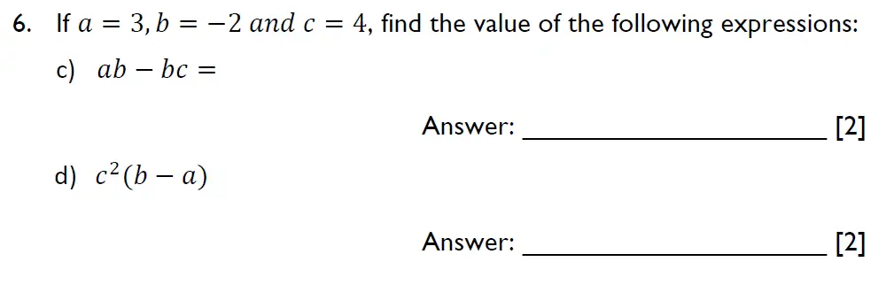 Question 6(c,d) - Emanuel School - 13 Plus Maths Entrance Exam 2023