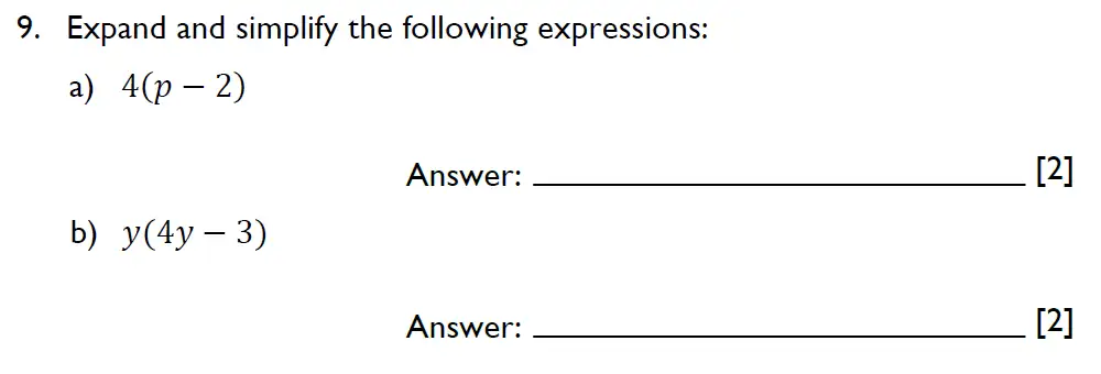 Question 9(a,b) - Emanuel School - 13 Plus Maths Entrance Exam 2023
