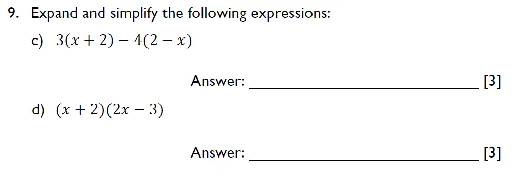 Question 9(c,d) - Emanuel School - 13 Plus Maths Entrance Exam 2023