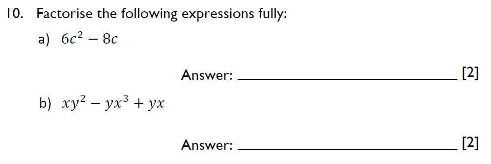 Question 10(10(a),10(b)) - Emanuel School - 13 Plus Maths Entrance Exam 2023
