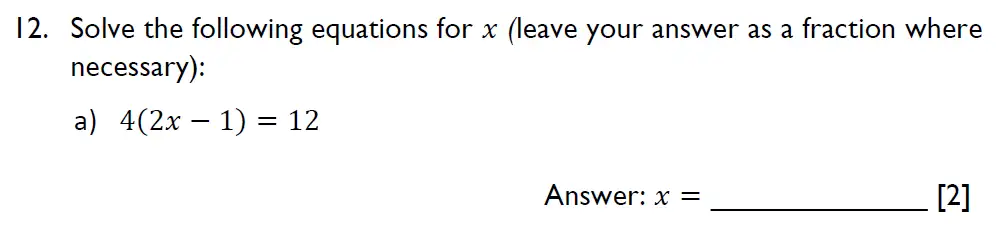 Question 12(a) - Emanuel School - 13 Plus Maths Entrance Exam 2023