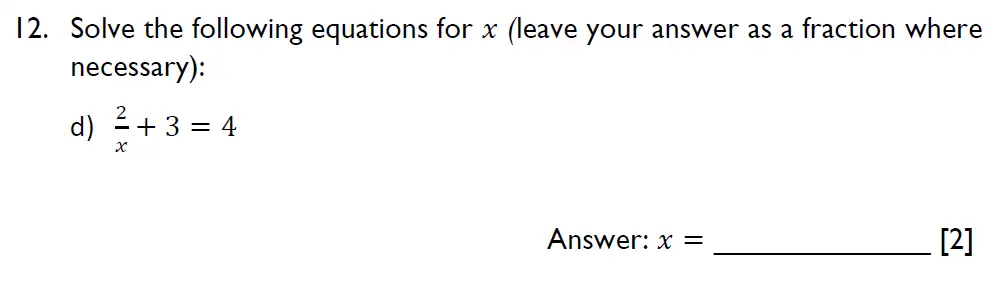 Question 12(d) - Emanuel School - 13 Plus Maths Entrance Exam 2023