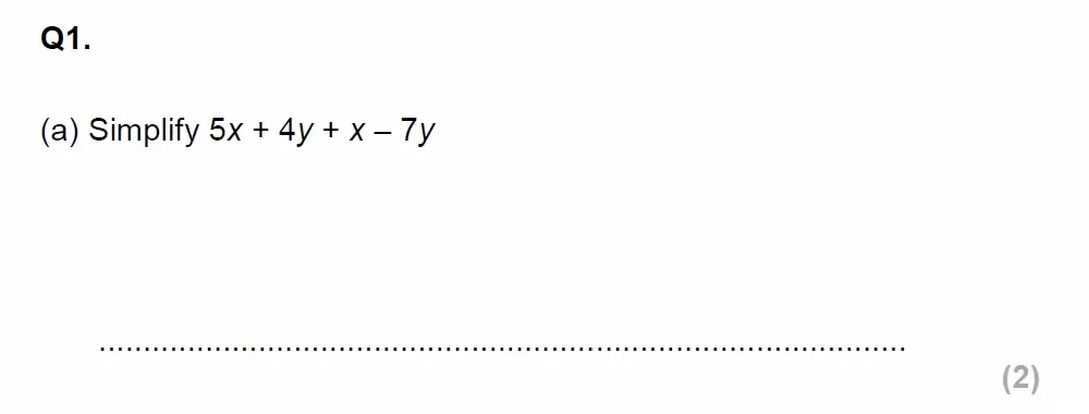 Question 01(a) - EPSOM College Year 9 Maths Specimen Paper 2026