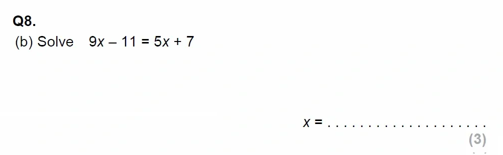 Question 08(b) - EPSOM College Year 9 Maths Specimen Paper