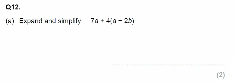 Question 12(a) - EPSOM College Year 9 Maths Specimen Paper 2026