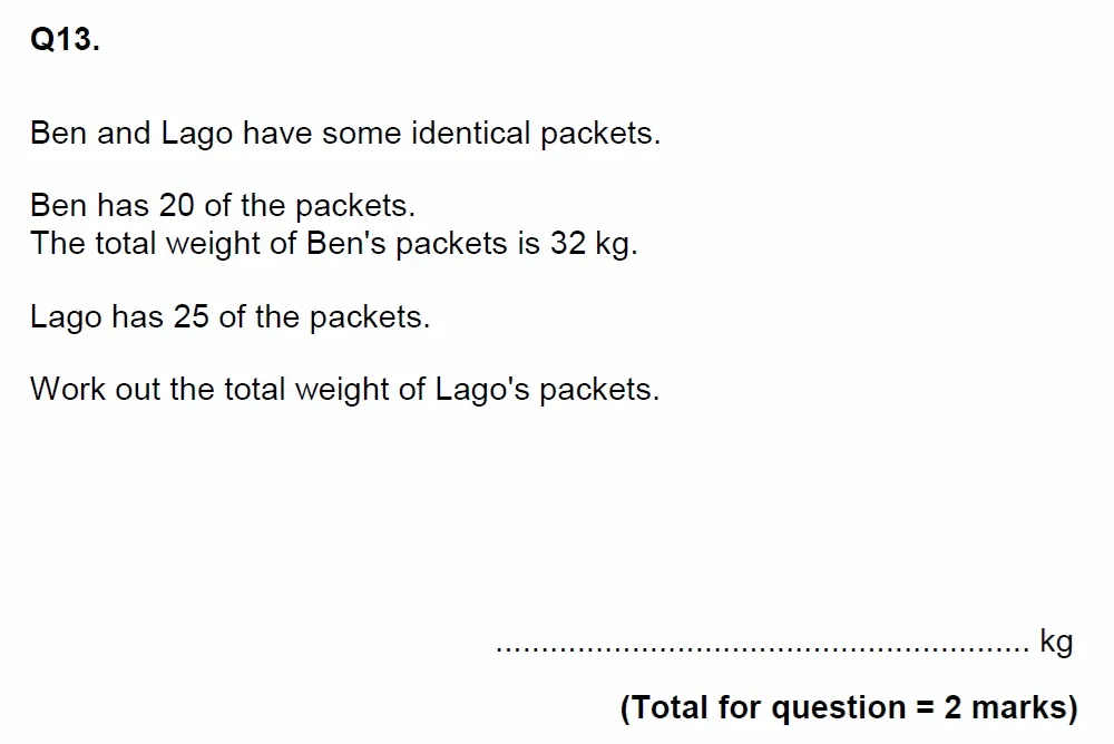 Question 13 - EPSOM College Year 9 Maths Specimen Paper 2026